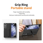 Samsung Galaxy Z Fold5 5G-skal med stativ, armband, PC-mobilskydd med härdat glasfilm