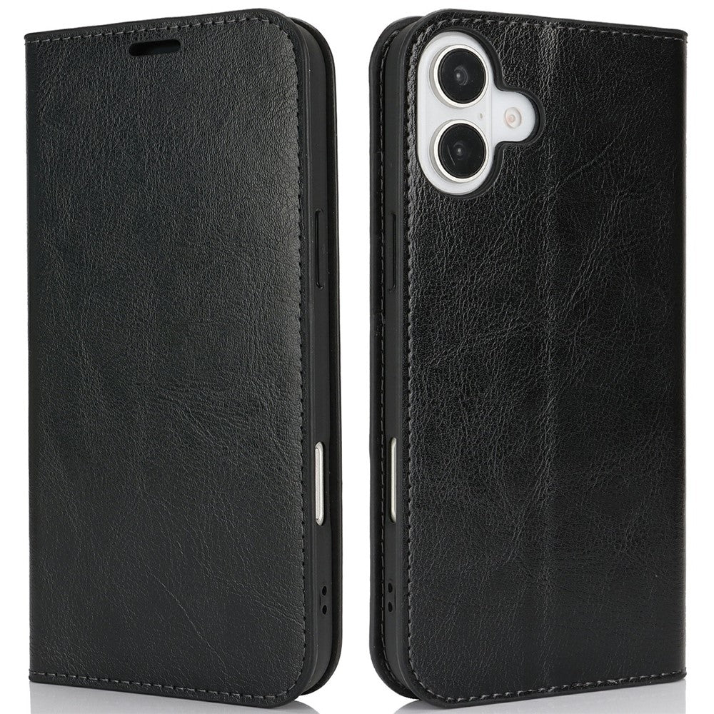 Til iPhone 16 Plus Cover Crazy Horse Tekstur Splitlæder Pung Telefoncover
