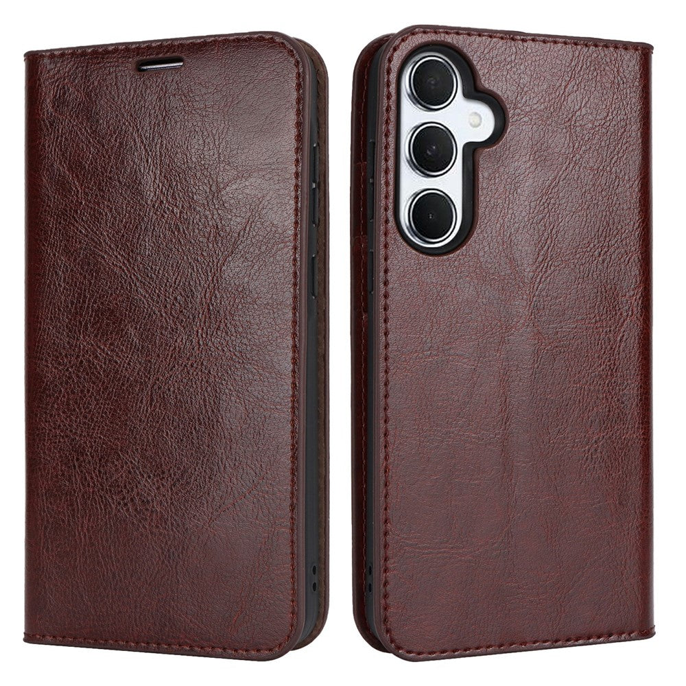 Til Samsung Galaxy S24 FE Etui Crazy Horse Tekstur Delt Læder Pung Telefoncover