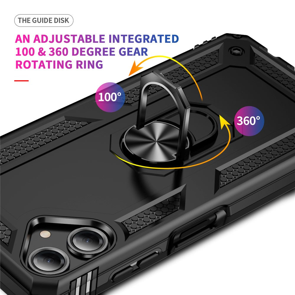 For Samsung Galaxy A06 4G Case PC+TPU Phone Cover with Rotary Ring Kickstand