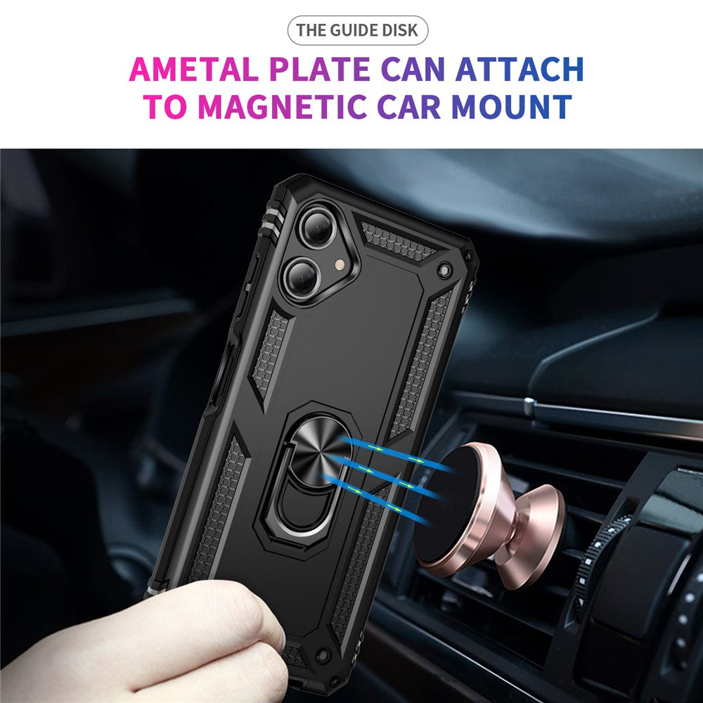 For Samsung Galaxy A06 4G Case PC+TPU Phone Cover with Rotary Ring Kickstand