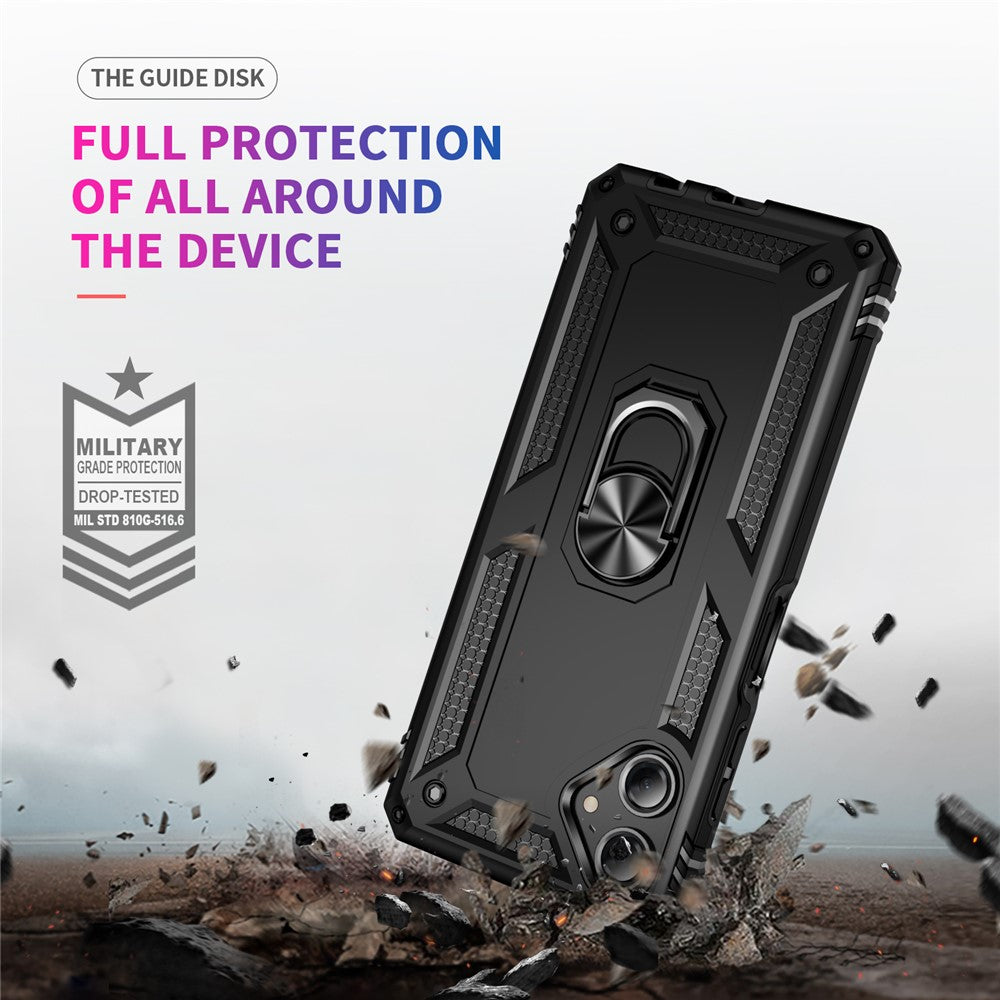 For Samsung Galaxy A06 4G Case PC+TPU Phone Cover with Rotary Ring Kickstand