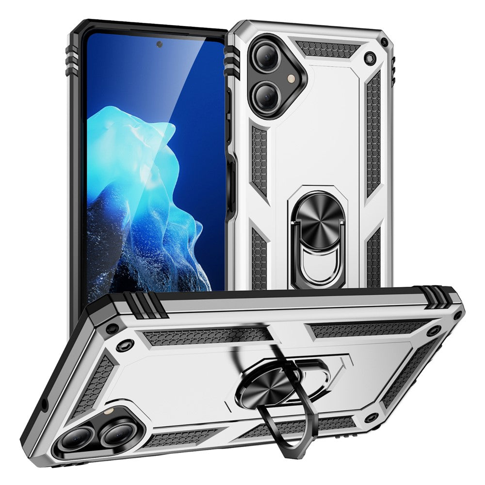 For Samsung Galaxy A06 4G Case PC+TPU Phone Cover with Rotary Ring Kickstand