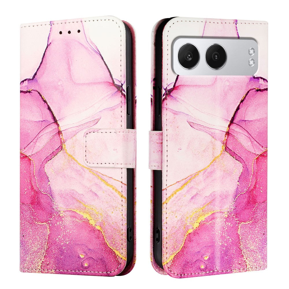 For OnePlus Nord 4 Case with Strap Marble Pattern Leather Phone Cover Card Holder