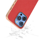 ABEEL For iPhone 16 Pro Max Case Electroplating Phone Cover Cross Texture Genuine Cow Leather+TPU Protective Case