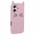 For iPhone 16 Silicone Case 3D Moustache Cat Protective Phone Cover