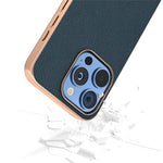 ABEEL For iPhone 16 Pro Case Electroplating Phone Cover Horizon Series Genuine Cow Leather+TPU Protective Case
