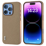 ABEEL For iPhone 16 Pro Max Case Electroplating Phone Cover Star Series Genuine Cow Leather+TPU Protective Case