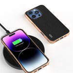 ABEEL For iPhone 16 Pro Case Electroplating Phone Cover Star Series Genuine Cow Leather+TPU Protective Case
