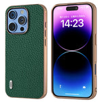 ABEEL For iPhone 16 Pro Case Electroplating Phone Cover Star Series Genuine Cow Leather+TPU Protective Case