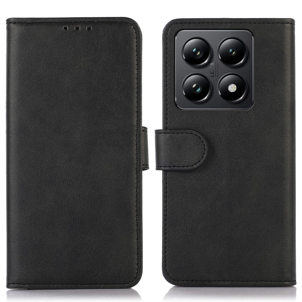 Xiaomi 14T Pro-skal i läder med kohudstruktur och stativ