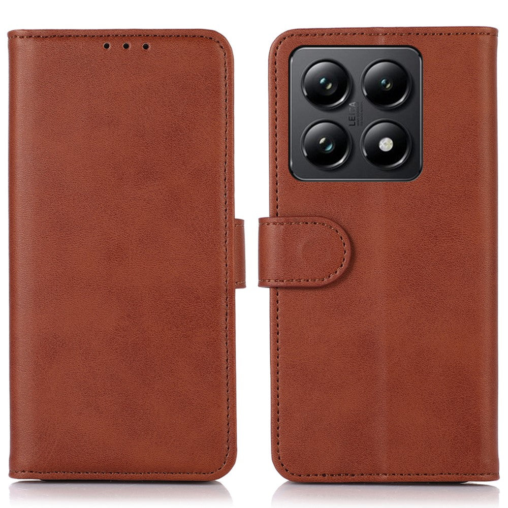 For Xiaomi 14T Pro Case Cowhide Texture Leather Wallet Phone Cover with Stand