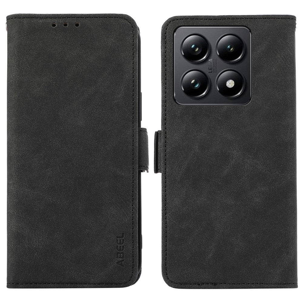 ABEEL For Xiaomi 14T Pro Case PU Leather Folio Stand View RFID Blocking Phone Cover