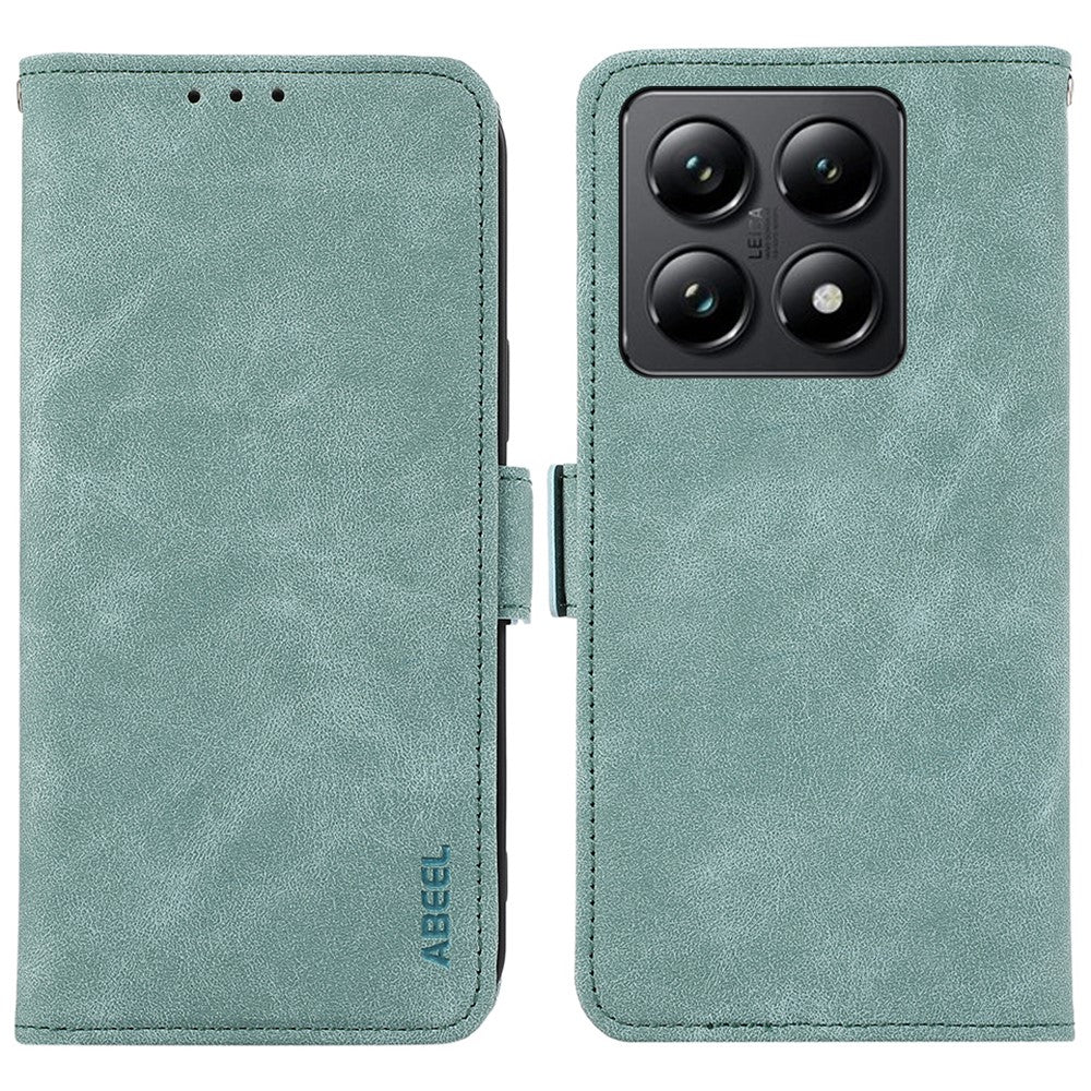 ABEEL For Xiaomi 14T Pro Case PU Leather Folio Stand View RFID Blocking Phone Cover