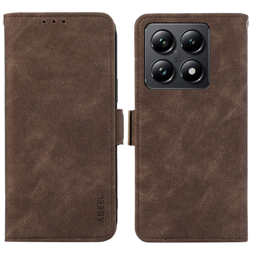 ABEEL For Xiaomi 14T Pro Case PU Leather Folio Stand View RFID Blocking Phone Cover