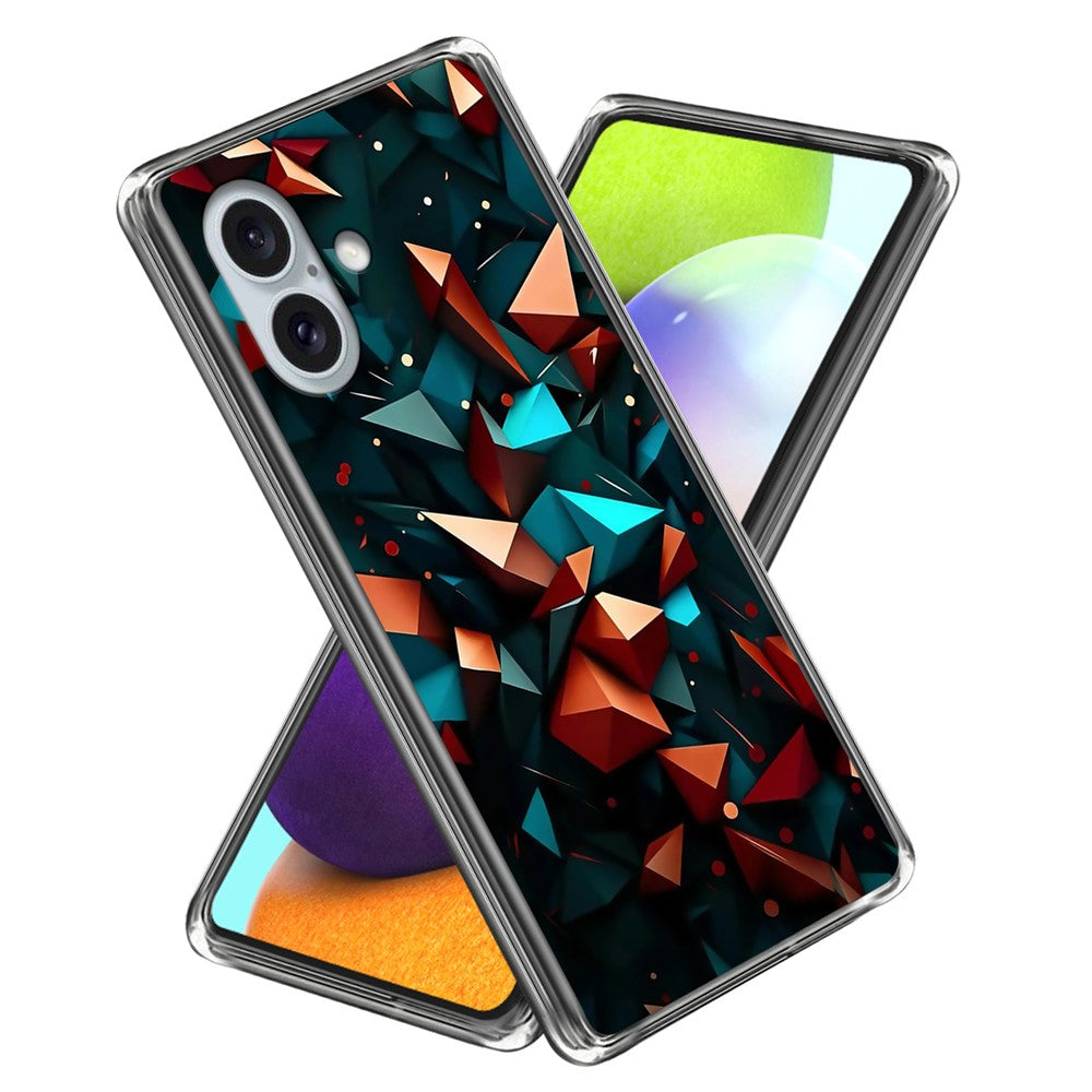 For iPhone 16 Case Shock-Absorbent TPU Pattern Printed Phone Cover