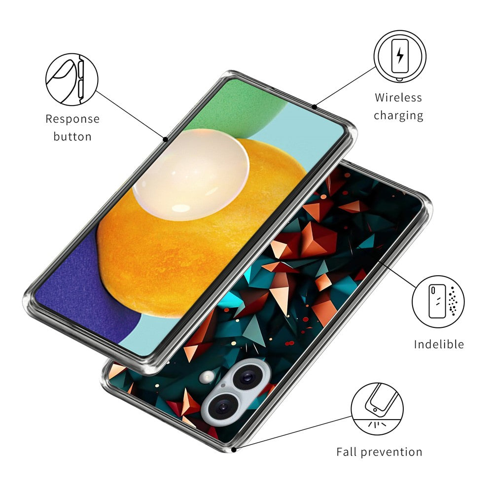 For iPhone 16 Case Shock-Absorbent TPU Pattern Printed Phone Cover