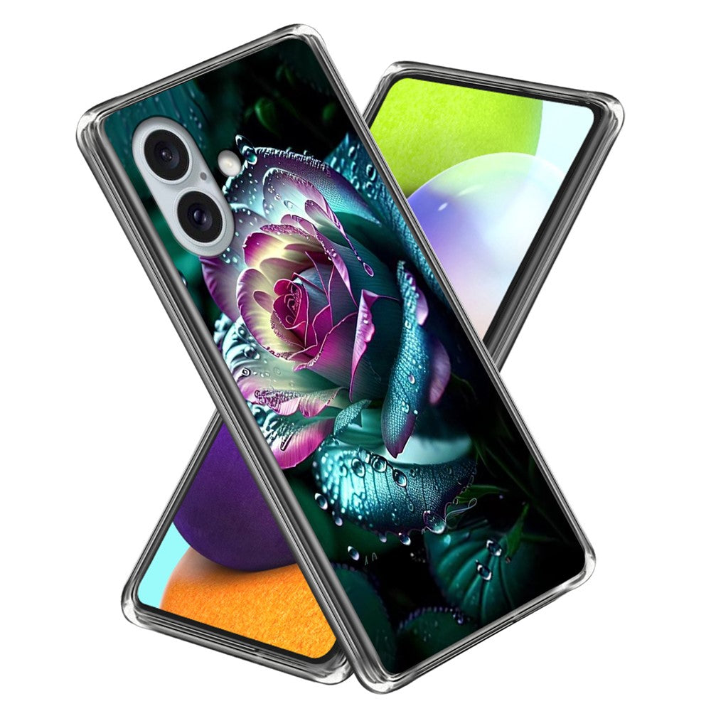 For iPhone 16 Case Shock-Absorbent TPU Pattern Printed Phone Cover