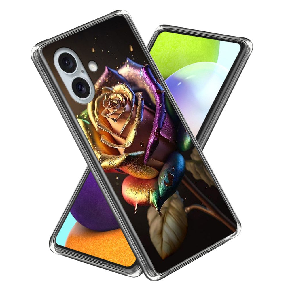 For iPhone 16 Case Shock-Absorbent TPU Pattern Printed Phone Cover