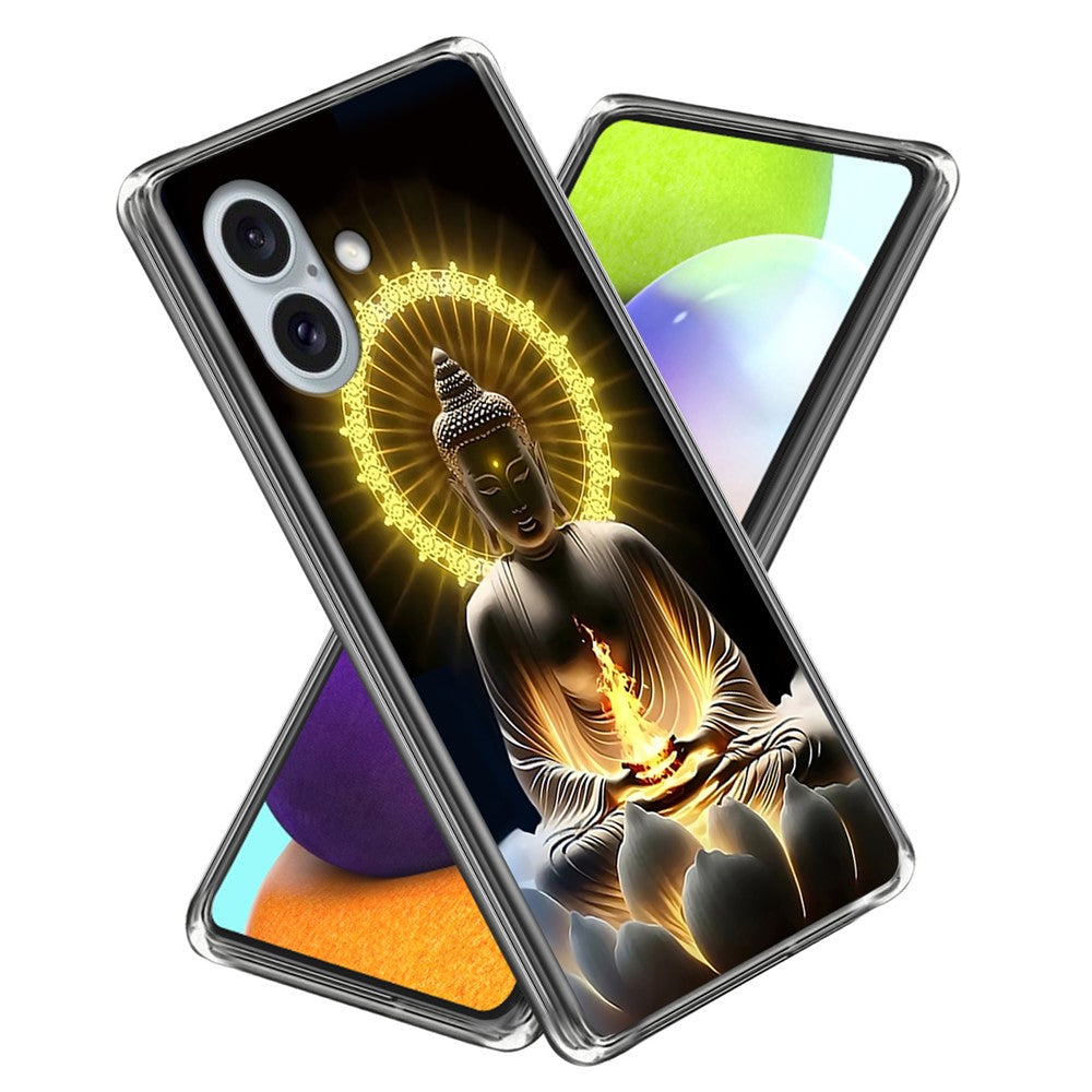 For iPhone 16 Case Shock-Absorbent TPU Pattern Printed Phone Cover