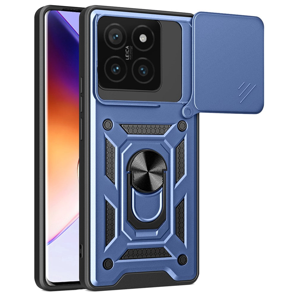 For Xiaomi 14T Case with Slide Camera Lid PC+TPU Kickstand Phone Cover