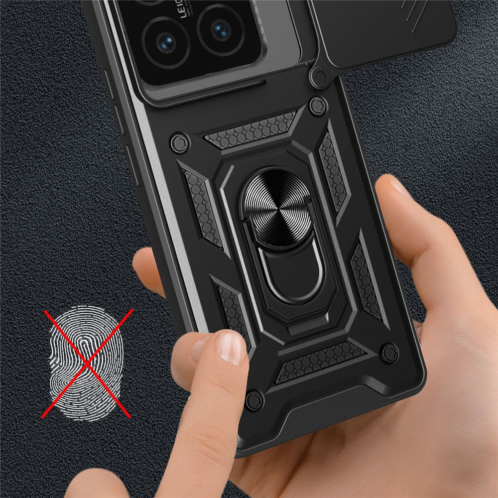 For Xiaomi 14T Pro Case with Slide Camera Lid PC+TPU Kickstand Phone Cover