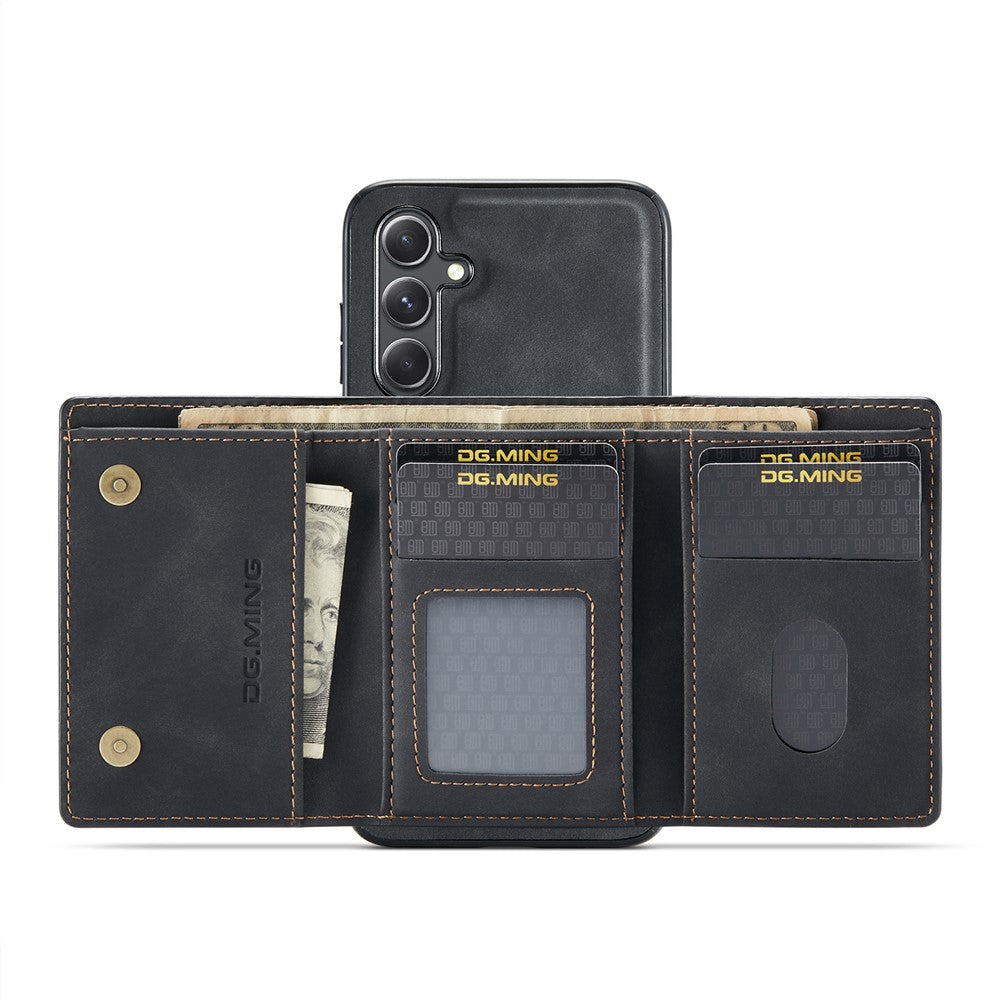 DG.MING M1-serien-cover til Samsung Galaxy S24 FE med stativ og PU-mobilbeskyttelse med aftageligt cover
