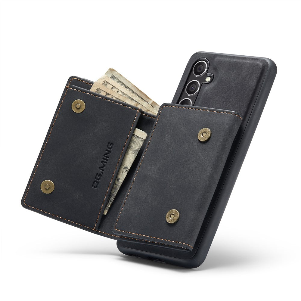 DG.MING M1-serien-cover til Samsung Galaxy S24 FE med stativ og PU-mobilbeskyttelse med aftageligt cover