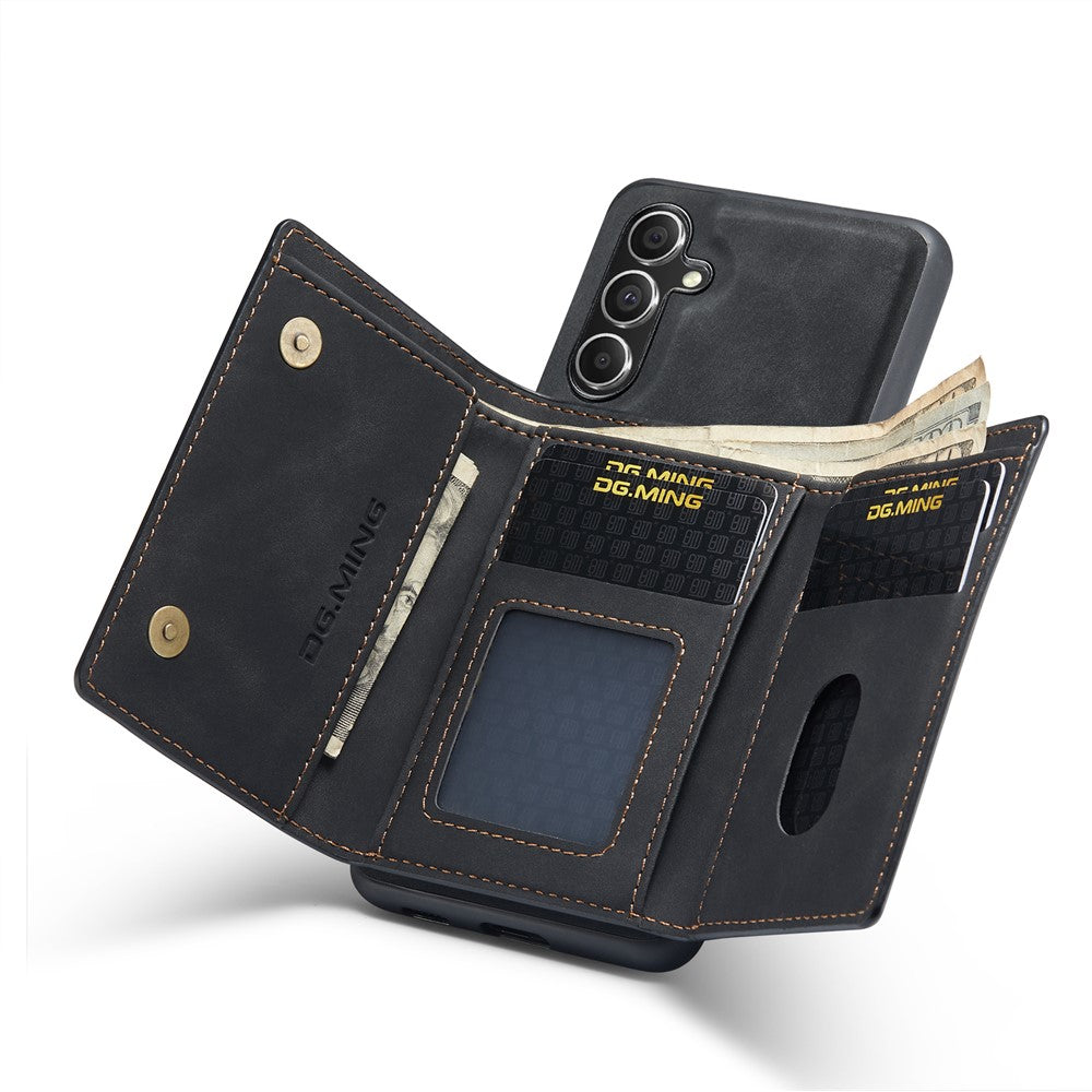 DG.MING M1-serien-cover til Samsung Galaxy S24 FE med stativ og PU-mobilbeskyttelse med aftageligt cover