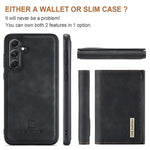 DG.MING M1-serien-cover til Samsung Galaxy S24 FE med stativ og PU-mobilbeskyttelse med aftageligt cover