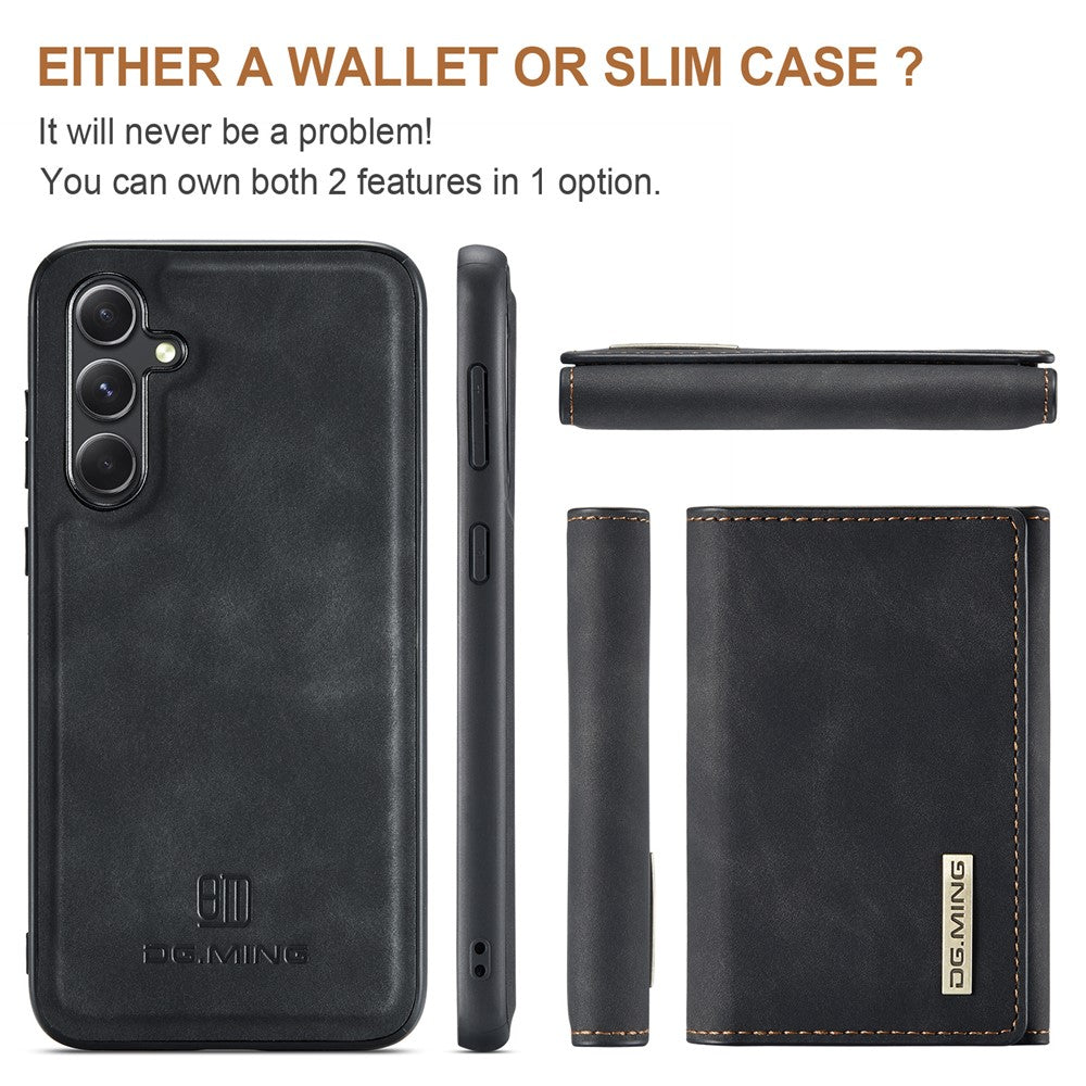 DG.MING M1-serien-cover til Samsung Galaxy S24 FE med stativ og PU-mobilbeskyttelse med aftageligt cover