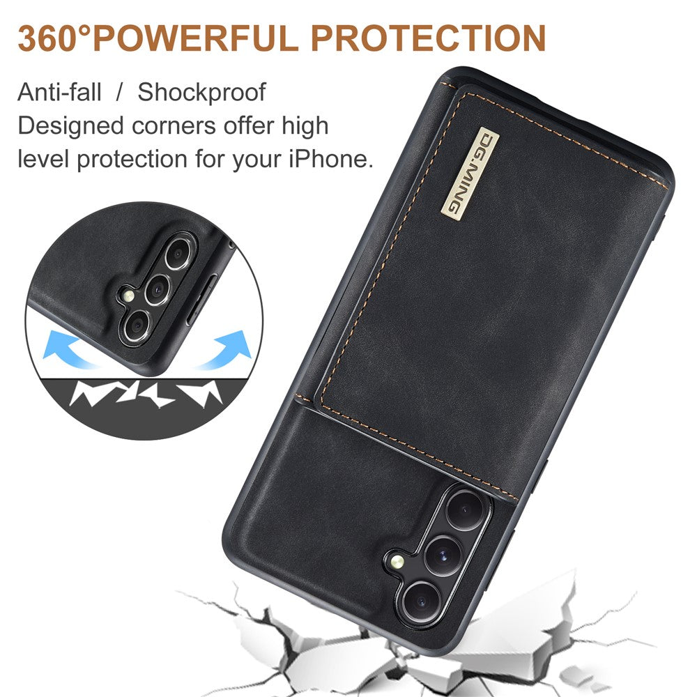 DG.MING M1-serien-cover til Samsung Galaxy S24 FE med stativ og PU-mobilbeskyttelse med aftageligt cover