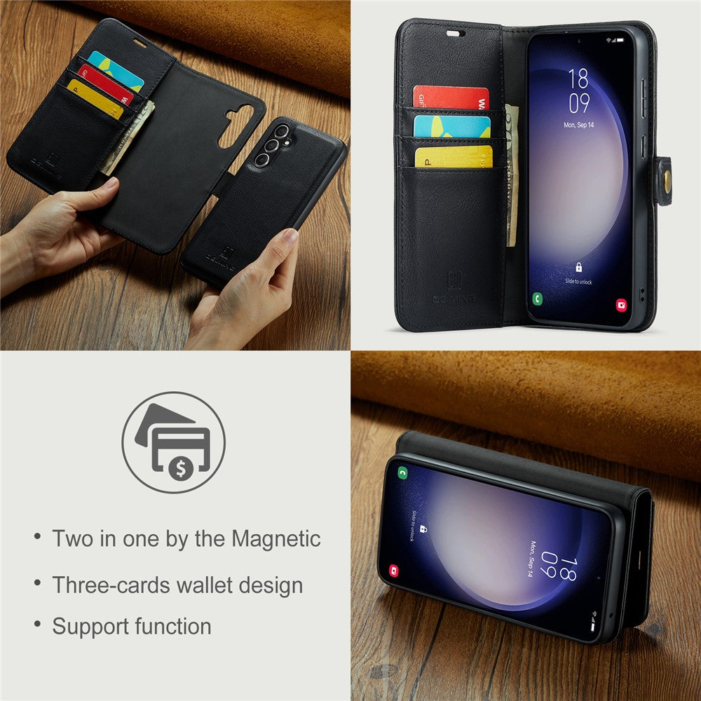 DG.MING for Samsung Galaxy S24 FE Case Detachable Split Leather Phone Cover