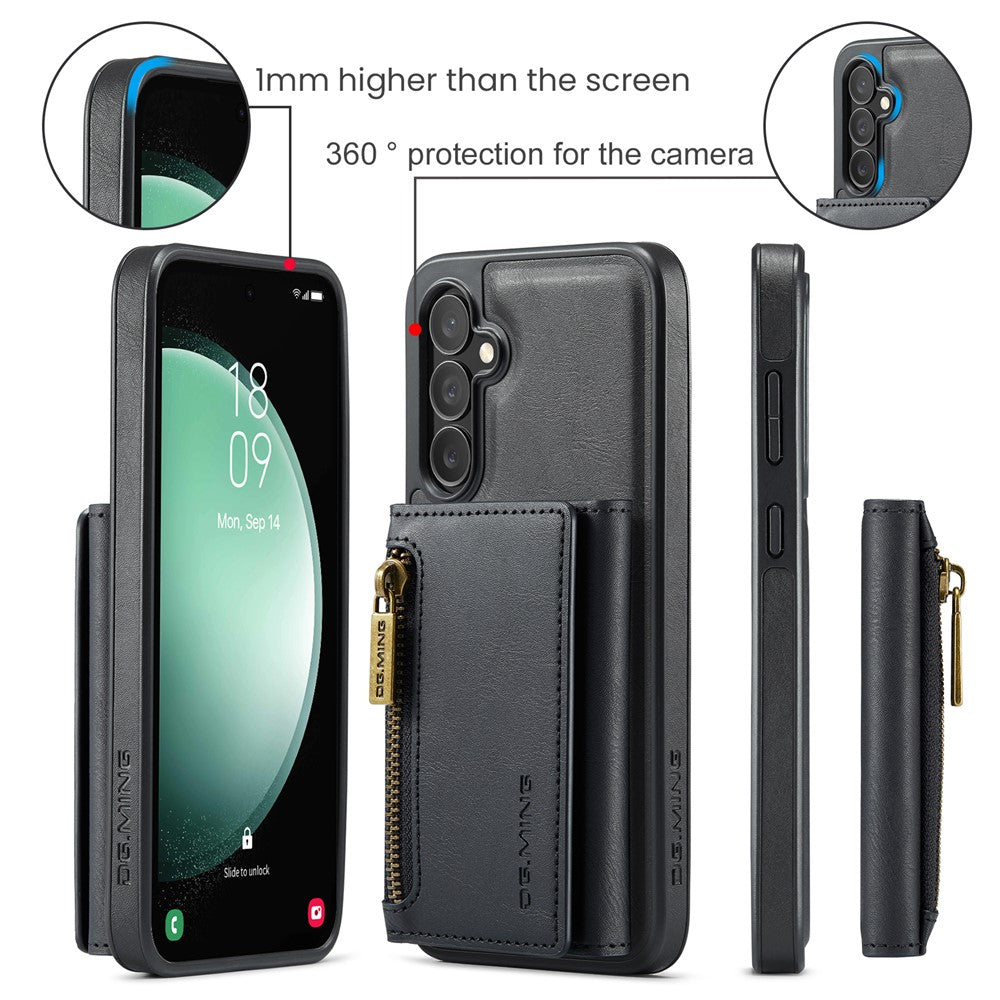 DG.MING M5 Series For Samsung Galaxy S24 FE Case Detachable Magnetic Leather Phone Cover with Card Slots