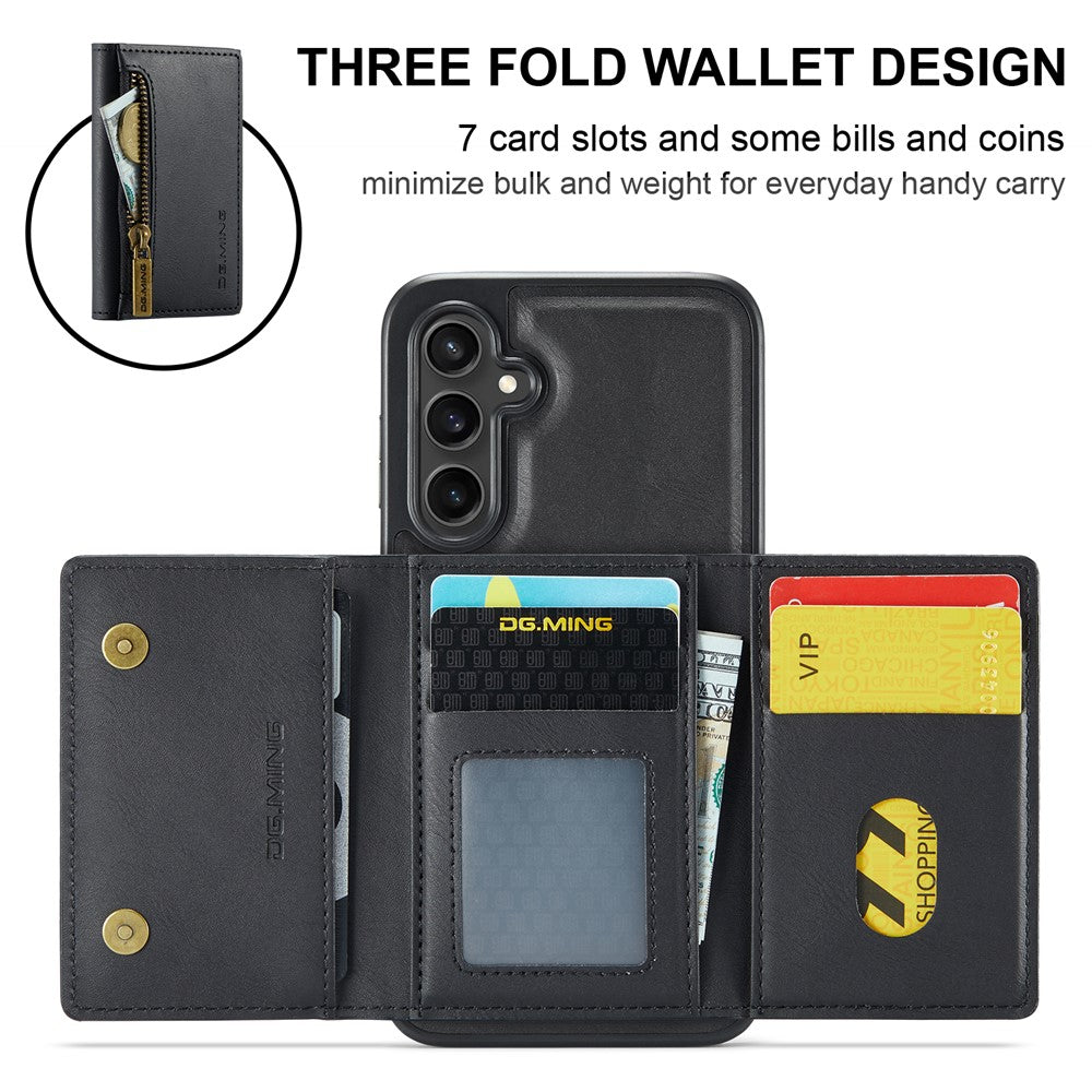 DG.MING M5 Series For Samsung Galaxy S24 FE Case Detachable Magnetic Leather Phone Cover with Card Slots