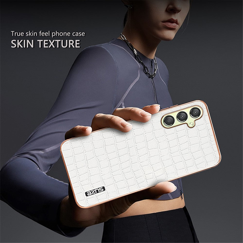 AZNS til Samsung Galaxy A16 5G / A16 4G Etui Elektroplettering Krokodillemønster PU+TPU Telefoncover