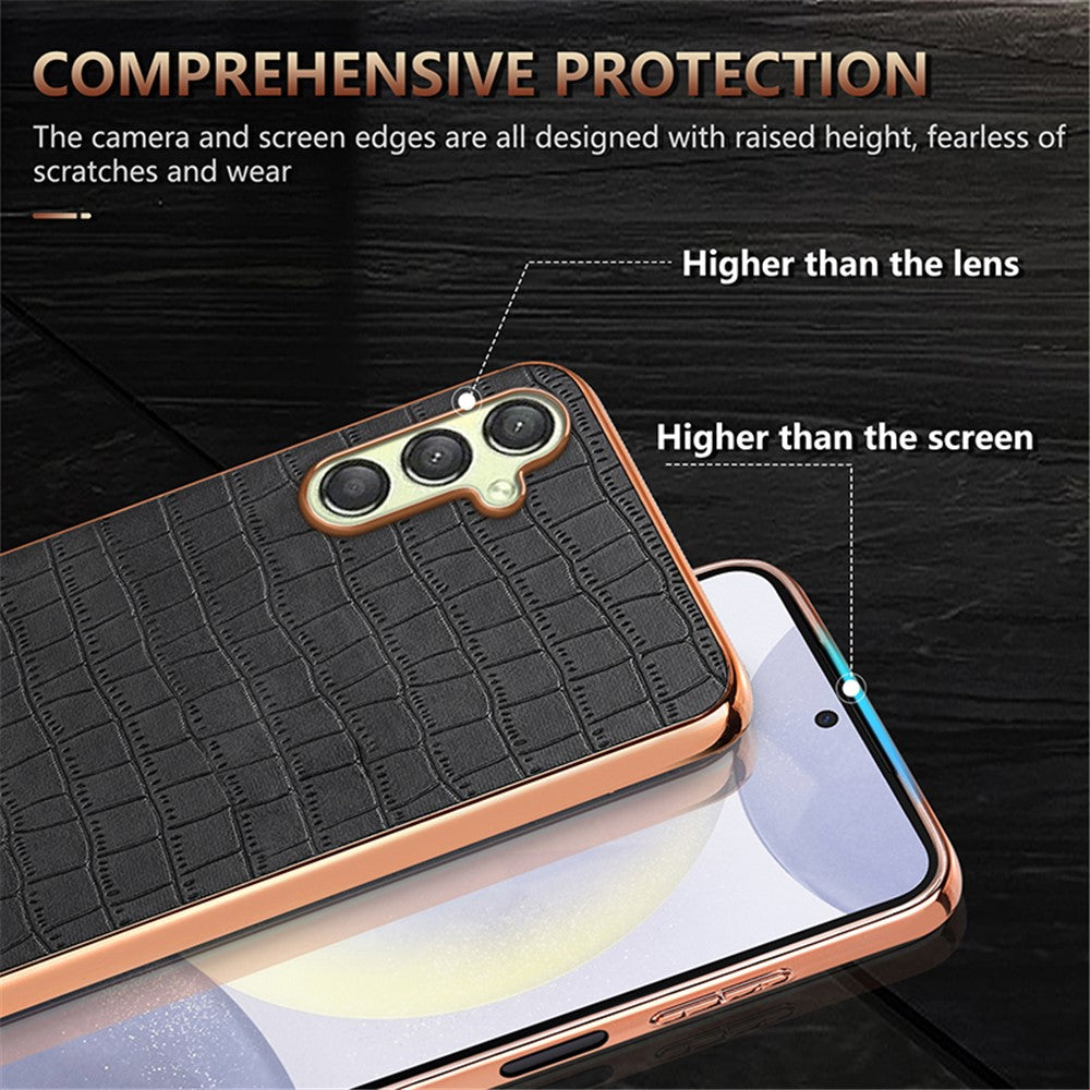AZNS til Samsung Galaxy A16 5G / A16 4G Etui Elektroplettering Krokodillemønster PU+TPU Telefoncover