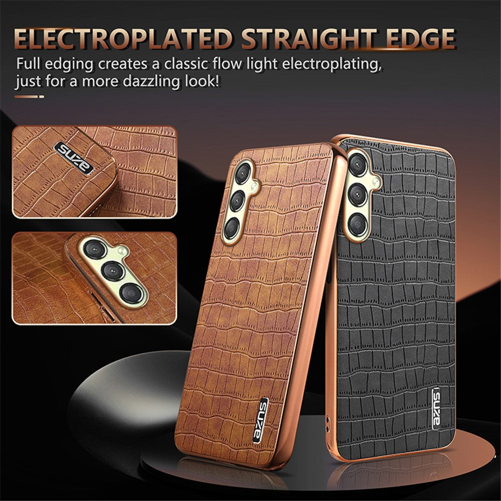 AZNS til Samsung Galaxy A16 5G / A16 4G Etui Elektroplettering Krokodillemønster PU+TPU Telefoncover