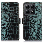 For Xiaomi 14T Pro Case Crocodile Texture Genuine Cow Leather Phone Wallet Cover