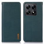 KHAZNEH For Xiaomi 14T Pro Case Genuine Cow Leather Wallet Phone Cover Nappa Texture