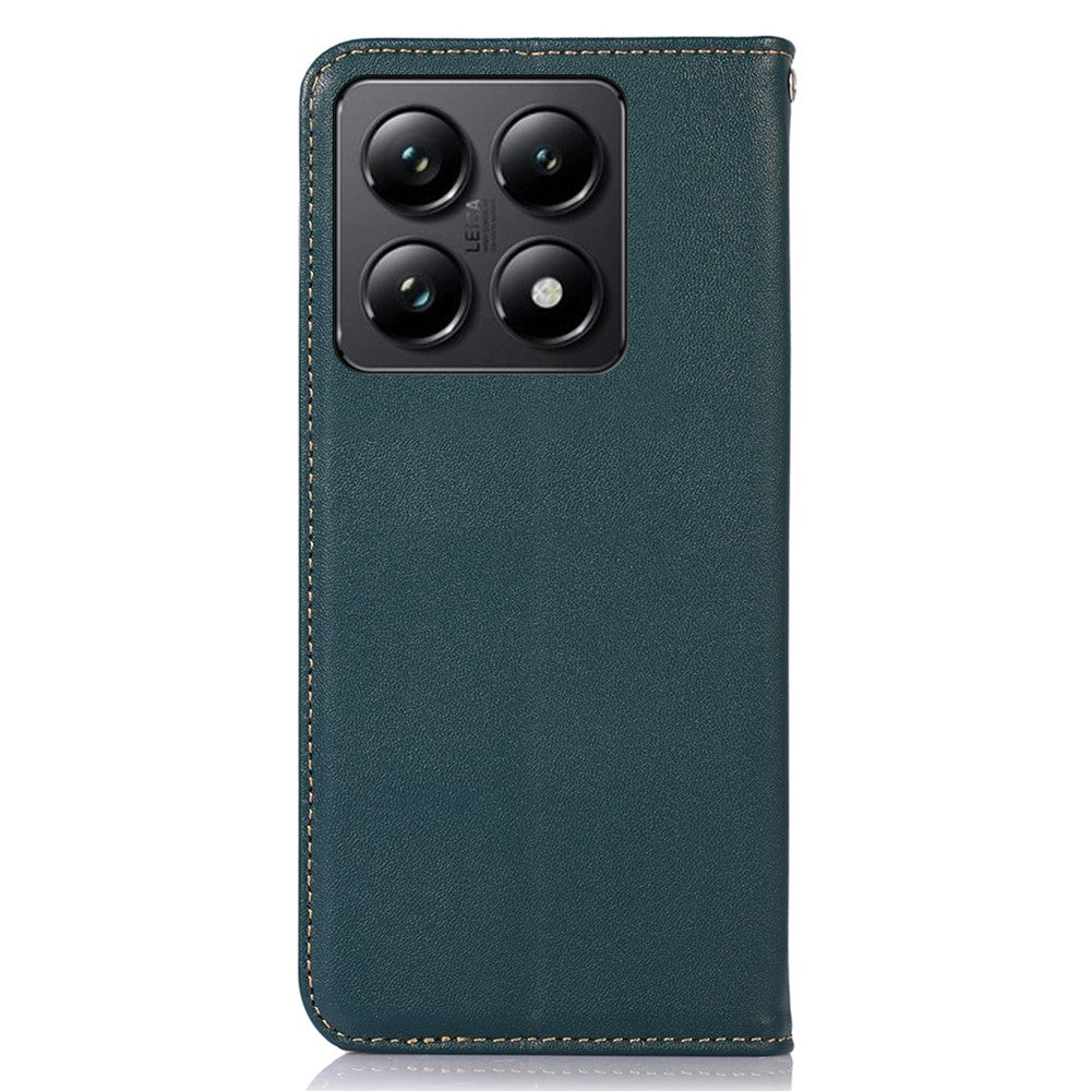 KHAZNEH For Xiaomi 14T Pro Case Genuine Cow Leather Wallet Phone Cover Nappa Texture