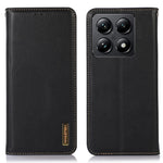 KHAZNEH For Xiaomi 14T Pro Case Genuine Cow Leather Wallet Phone Cover Nappa Texture
