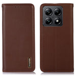 KHAZNEH For Xiaomi 14T Pro Case Genuine Cow Leather Wallet Phone Cover Nappa Texture
