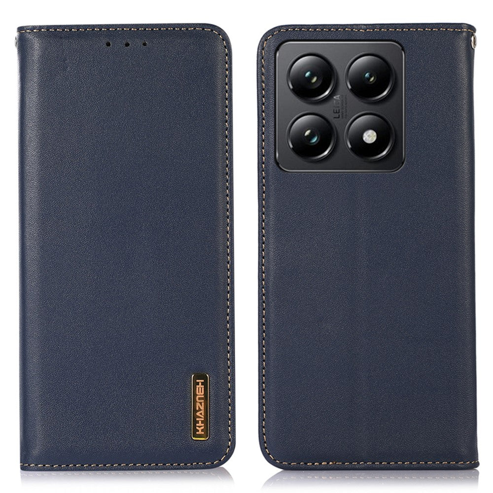 KHAZNEH For Xiaomi 14T Pro Case Genuine Cow Leather Wallet Phone Cover Nappa Texture