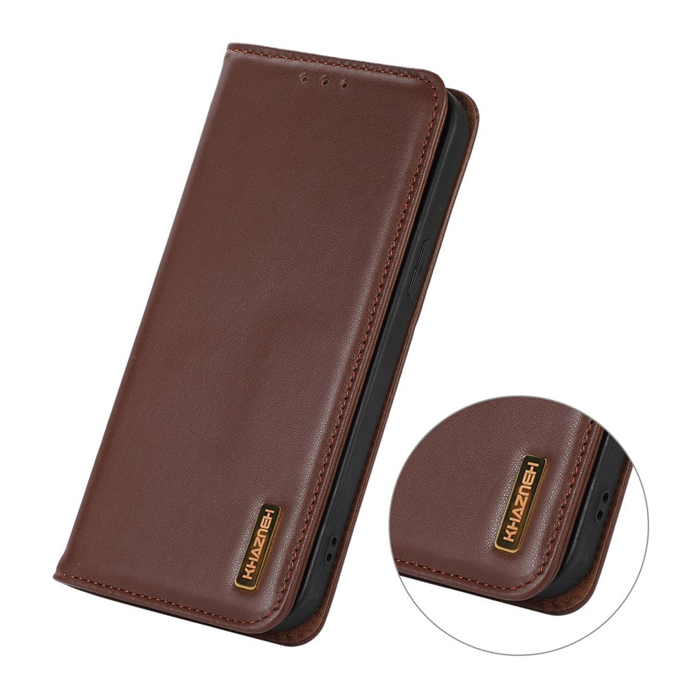 KHAZNEH For Xiaomi 14T Case Genuine Cow Leather Wallet Phone Cover Nappa Texture