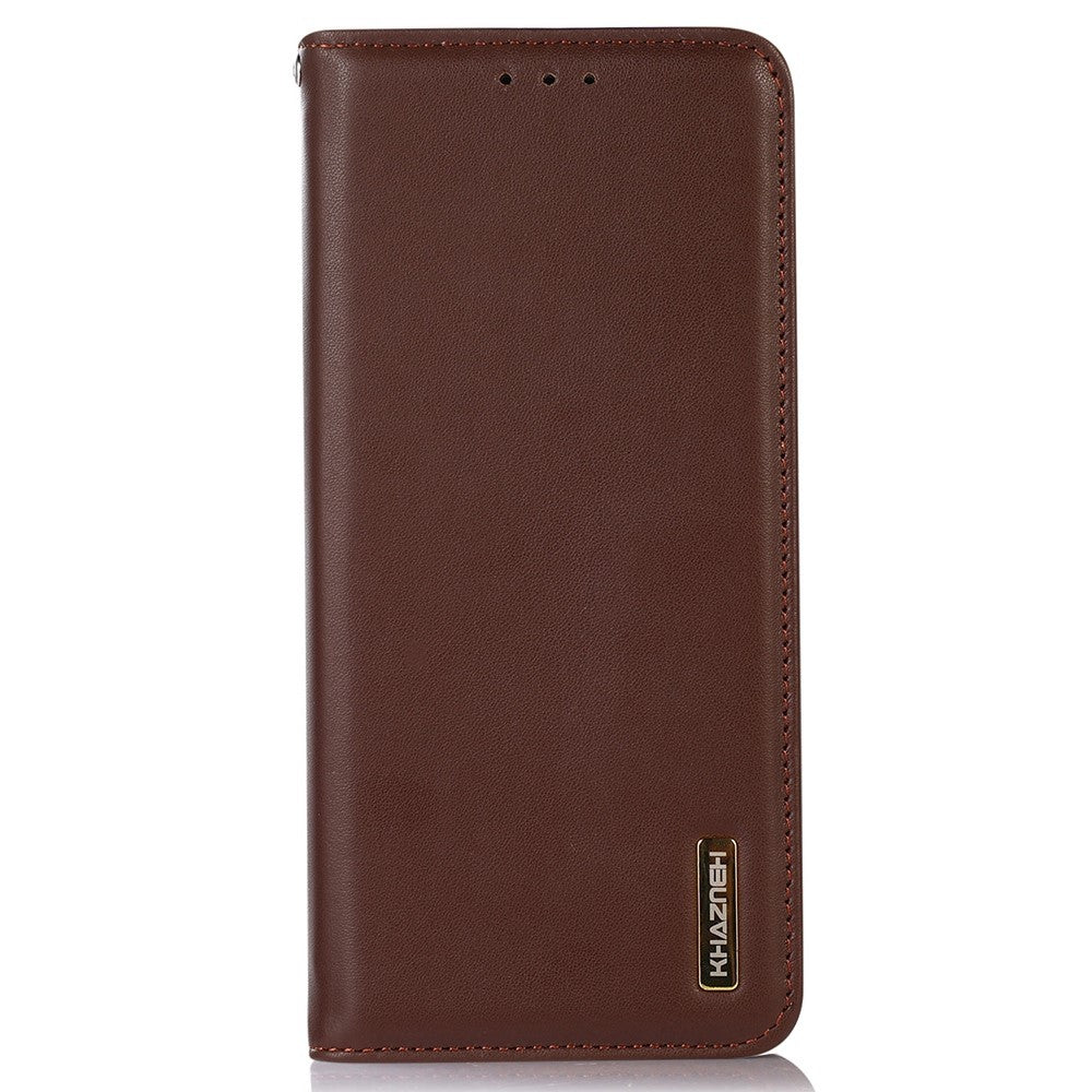 KHAZNEH For Xiaomi 14T Case Genuine Cow Leather Wallet Phone Cover Nappa Texture