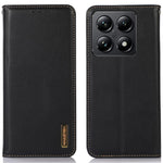 KHAZNEH For Xiaomi 14T Case Genuine Cow Leather Wallet Phone Cover Nappa Texture