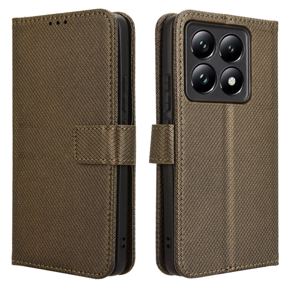 For Xiaomi 14T Pro Case PU Leather Diamond Texture Wallet Phone Cover