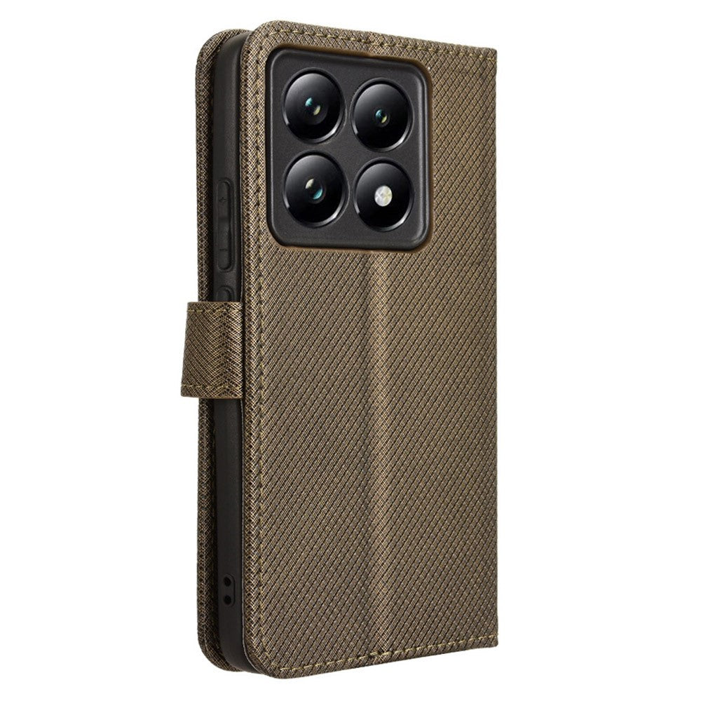 For Xiaomi 14T Pro Case PU Leather Diamond Texture Wallet Phone Cover