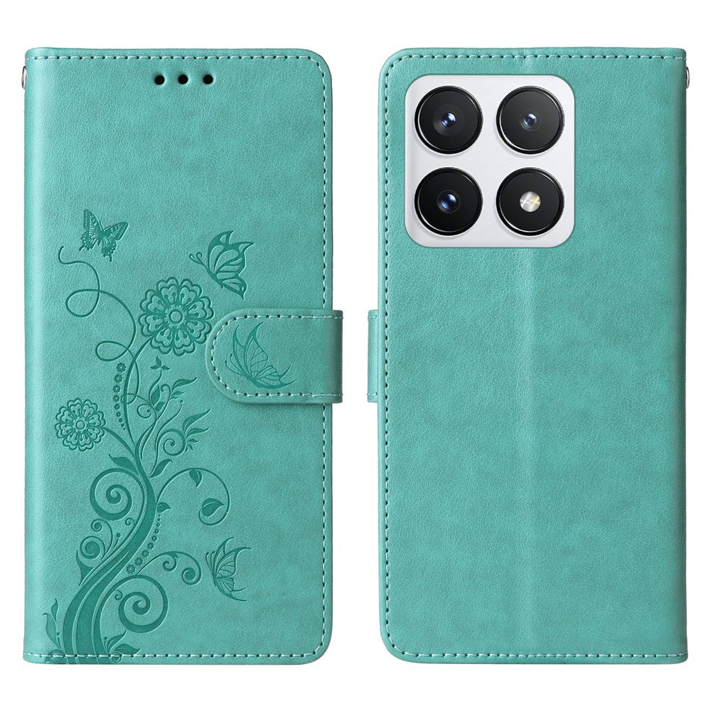 For Xiaomi 14T Pro Leather Case Butterfly Floral Imprint Wallet Stand Cover